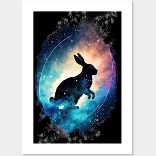 Year of the rabbit chinese zodiac sign in shiny galaxy Posters and Art